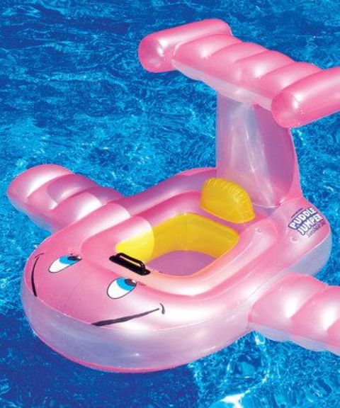 funny pink jet inflatable float with a comfy seat