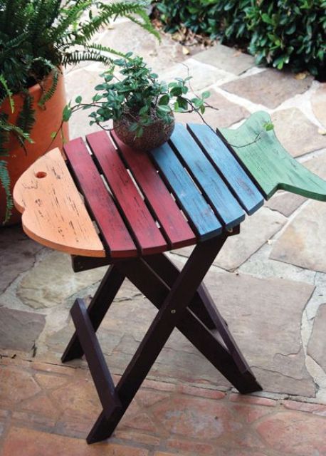 small colorful fish folding table for outdoors