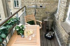 18 wooden folding table for a balcony can be folded up and hidden