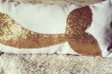 19 gold sequin mermaid tail pillow looks cute and glam