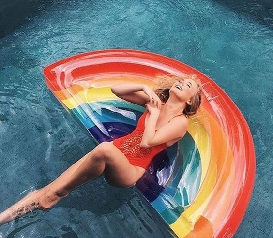 rainbow pool float is cheerful and funny