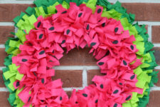 DIY knotted watermelon wreath