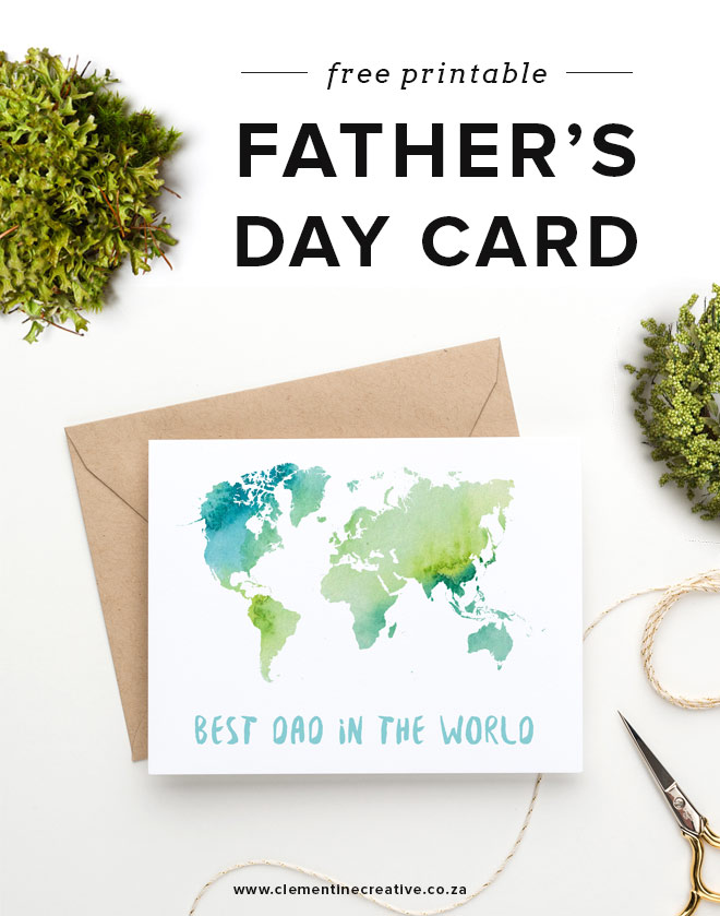 DIY free printable world map card for Father's Day