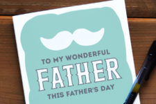 DIY free printable mint card with a moustache for Father’s Day