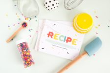 DIY confetti recipe cards