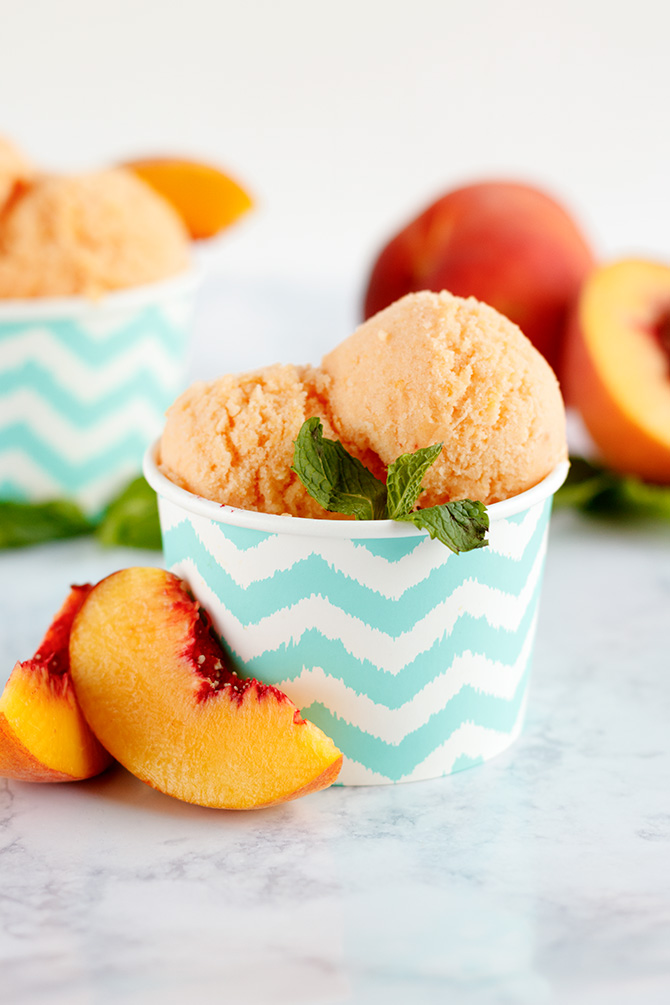 DIY peach protein sorbet (via www.jennifermeyering.com)