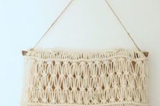 DIY macrame wall hanging from a table runner
