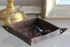 DIY leather catch all tray
