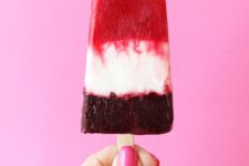 DIY layered summertime berry popsicles