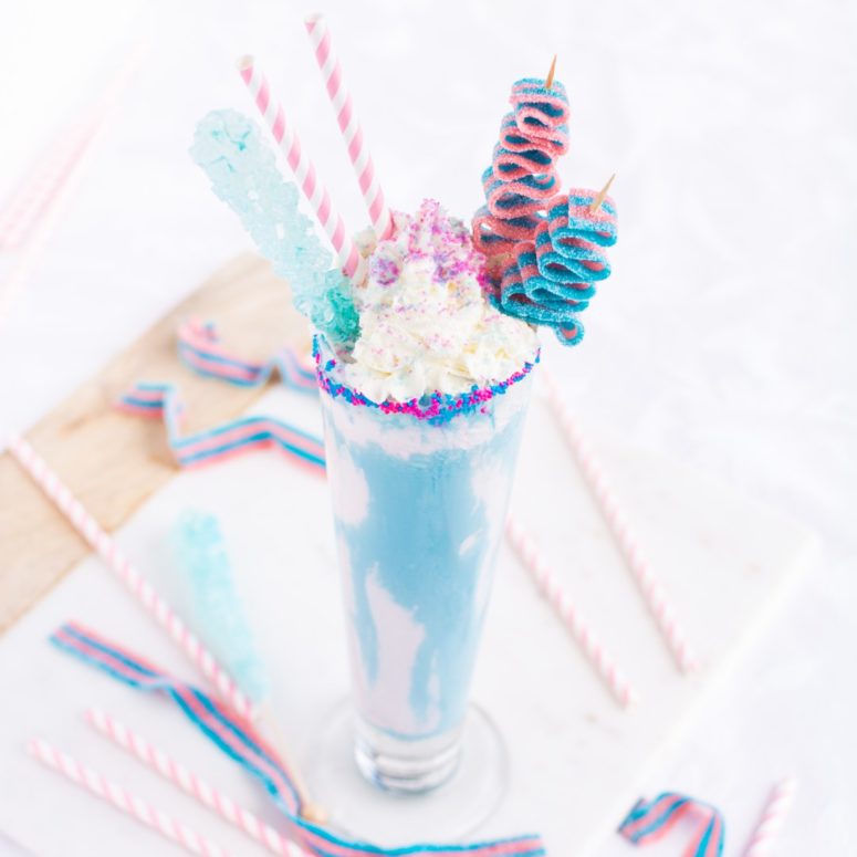 DIY cotton candy milkshake (via www.abajillianrecipes.com)