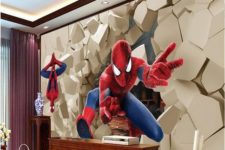 02 3D oversized wallpaper mural for an adult space to feel a superhero