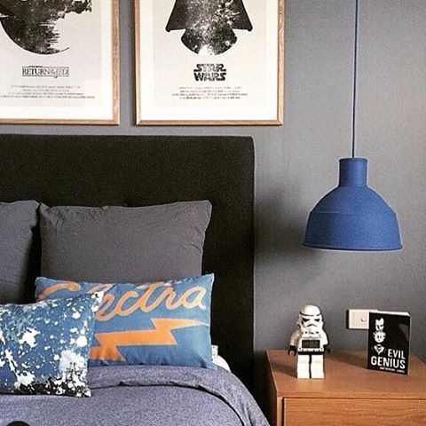black and white framed Star Wars prints for a boy's bedroom