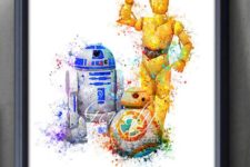 03 a watercolor Star Wars wall art in bold shades will add cheer to any space