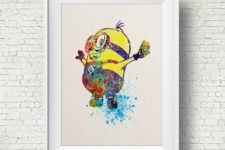 03 bold watercolor Despicable Me wall art can be easily DIYed by you and your kids