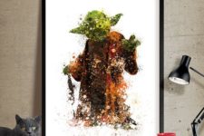 04 abstract Yoda poster in bold colors looks cool
