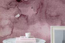 04 add a girlish feel to your space with dusty pink watercolor wallpaper