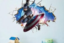 05 Captain America 3D wall stickers are a cool idea for those who rent