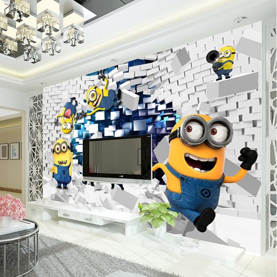 oversized 3D minion wall art for a home cinema
