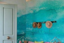 06 bold turquoise watercolor wallpaper will add a holiday feel