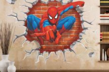 06 cool Spiderman wall decal for a kid’s room can be removed anytime when you don’t need it
