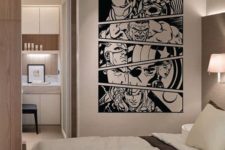 08 Marvel Avengers black and white retro comics wall decal fits both an adult and a kid’s space