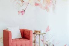 09 warm watercolor floral wallpaper is a great solution for a girlish space