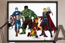 10 colorful Avengers watercolor wall art for a colorful statement