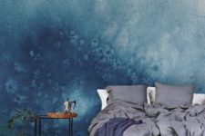 10 such blue watercolor wallpaper gives the bedroom a slight seaside feel