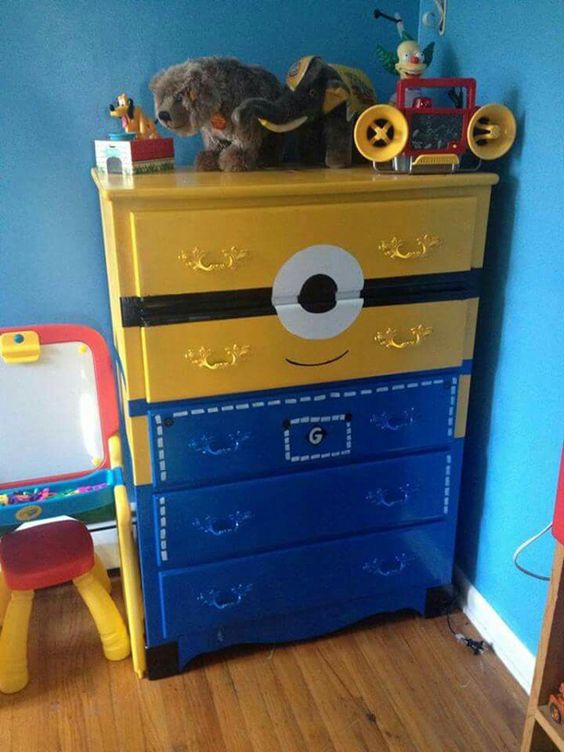 turn a usual dresser into a real minion using some paint