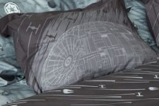 13 Death Star print bedding in grey and brown for a guy’s space