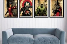 13 framed Avengers movie posters for a cool superhero touch in any room