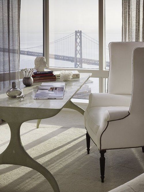 big city views are great for an elegant vintage inspired white feminine office