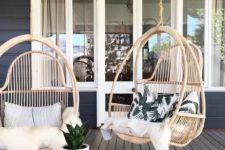 17 make your deck more welcoming with hanging chairs and cushions