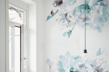 21 watercolor floral wallpaper makes this space feminine and chic