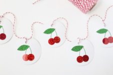DIY glitter cherry garland