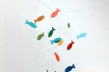 DIY cardboard fish colorful mobile