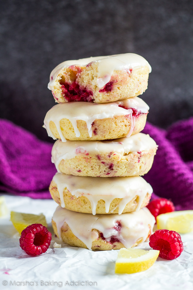 DIY baked lemon rapberry donuts (via marshasbakingaddiction.com)