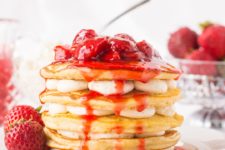 DIY strawberry cheesecake pancakes