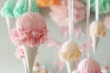 DIY fabric ice cream cones for summer parties