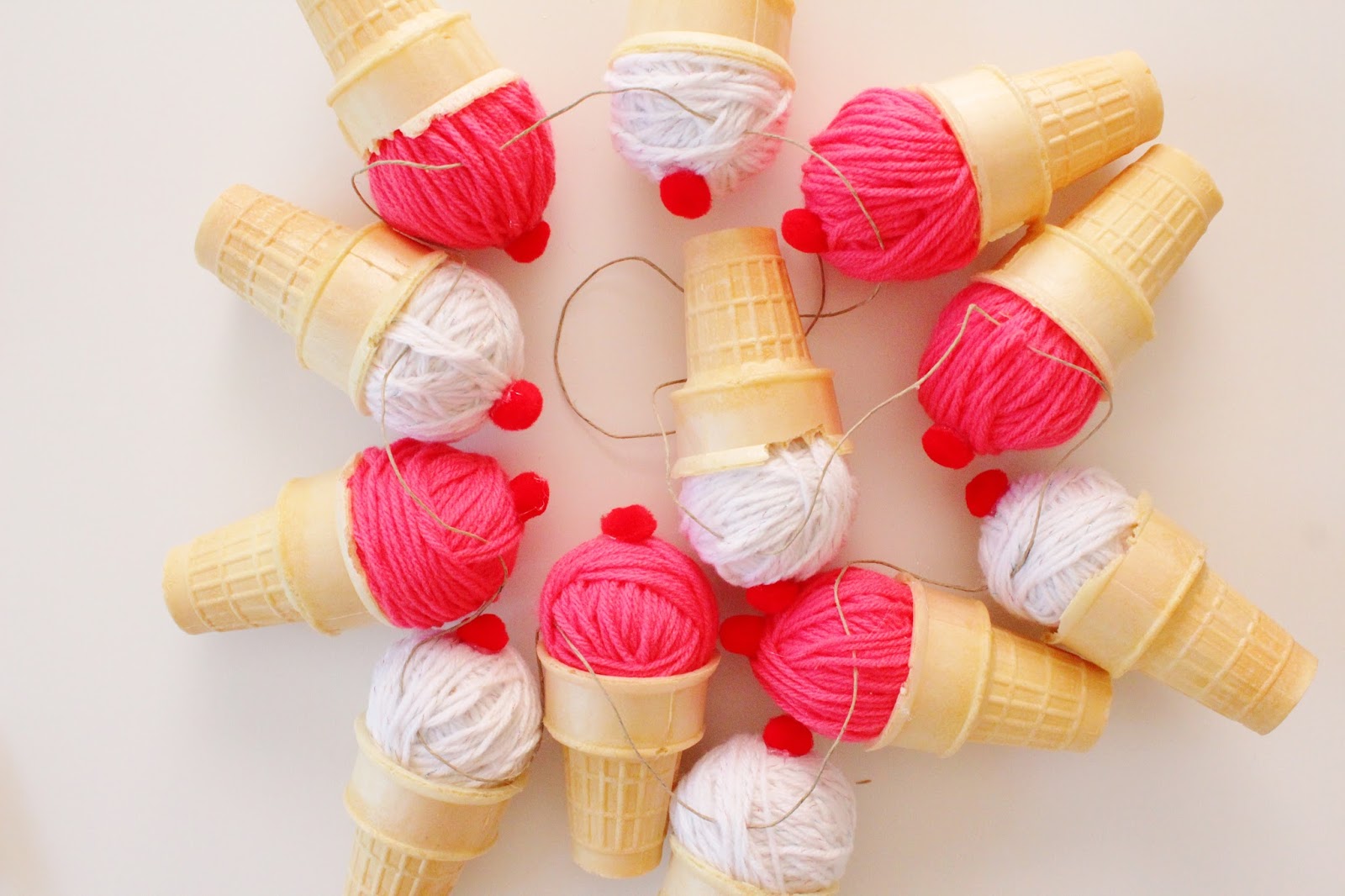 DIY 3D ice cream cone garland