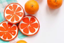DIY orange slice coasters from birch slices