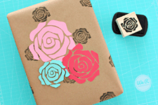 DIY rose stamped wrapping paper