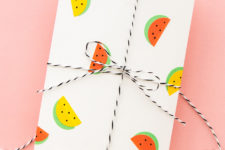 DIY gift wraps with watermelon stickers