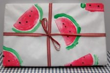 DIY watermelon wrapping paper made by kids