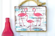 DIY pink flamingo junk sign