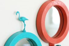 colorful DIY flamingo mirrors