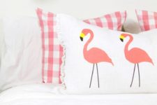 DIY no sew flamingo lumbar pillow