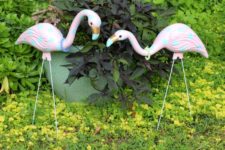 DIY polka dot print flamingos