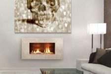 02 a glam holographic skull wall art with hearts for a modern space