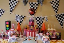 03 black and white themed dessert table and red touches look wow